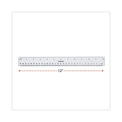 Clear Plastic Ruler, Standard/metric, 12" Long, Clear