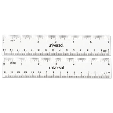 Clear Plastic Ruler, Standard/metric, 6" Long, Clear, 2/pack