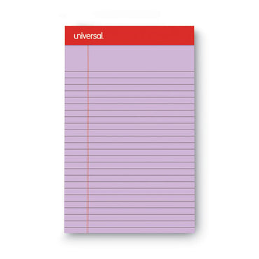 Perforated Ruled Writing Pads, Narrow Rule, Red Headband, 50 Assorted Pastels 5 X 8 Sheets, 6/pack