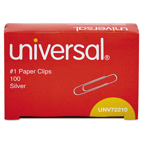 Paper Clips, #1, Smooth, Silver, 100 Clips/box, 10 Boxes/pack, 12 Packs/carton