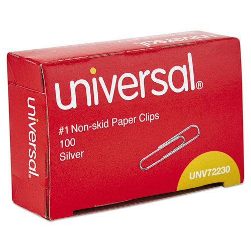 Paper Clips, #1, Nonskid, Silver, 100 Clips/box, 10 Boxes/pack