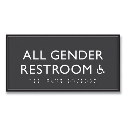 Ada Sign, All Gender Restroom Accessible, Plastic, 4 X 4, Clear/white