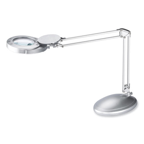 Led Magnifier Lamp With Clamp, Swing Arm, 22" High, Silver