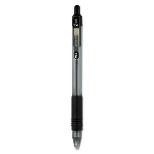 Z-grip Ballpoint Pen, Retractable, Medium 1 Mm, Black Ink, Clear/black Barrel, 24/pack