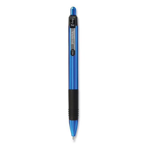 Z-grip Metal Ballpoint Pen, Retractable, Medium 1 Mm, Blue Ink, Blue/black Barrel, 12/pack