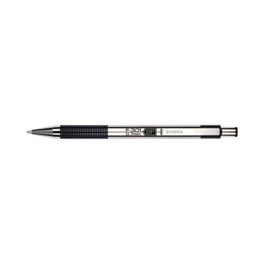 F-301 Ballpoint Pen, Retractable, Fine 0.7 Mm, Black Ink, Stainless Steel/black Barrel, 2/pack