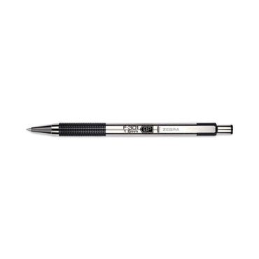 F-301 Ballpoint Pen, Retractable, Bold 1.6 Mm, Black Ink, Stainless Steel/black Barrel, 12/pack