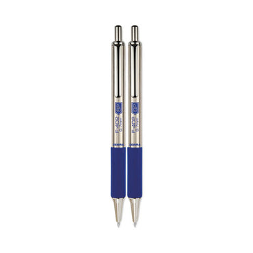 F-402 Ballpoint Pen, Retractable, Fine 0.7 Mm, Blue Ink, Stainless Steel/blue Barrel, 2/pack