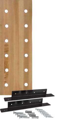 12-hole 12" Maple Pegboard W/ Mounting Bracket